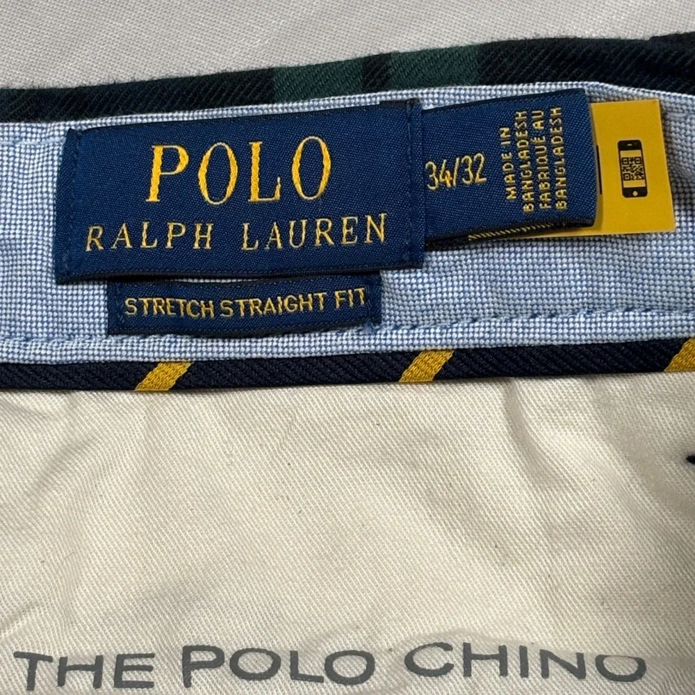Polo Ralph Lauren Chino Pants Mens 34x32 Green Black Watch Plaid Stretch - Picture 3 of 14